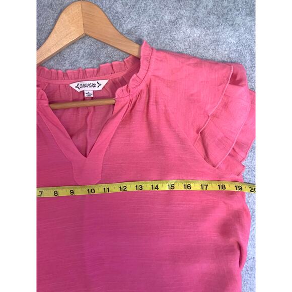 Nanette Lepore Pink Tiered Sleeve Top, Women’s Size S, Ruffled Short Sleeves - Picture 9 of 10